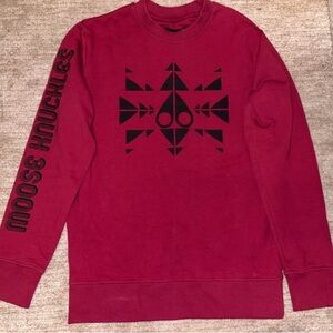 Moose Knuckles Burgundy Graphic Crewneck Sweater